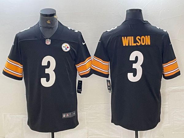 Men Pittsburgh Steelers 3 Wilson Black 2024 Nike Vapor Untouchable Limited NFL Jersey style 2